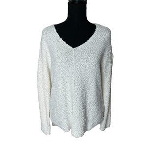 Knox Rose Women's Off White Pullover V-Neck Knit Sweater‎ Sz S